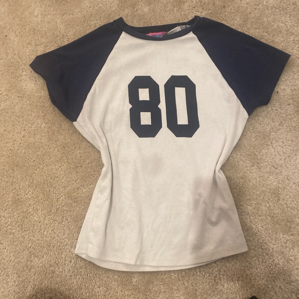 Edikted Navy and White Tee with '80' Print